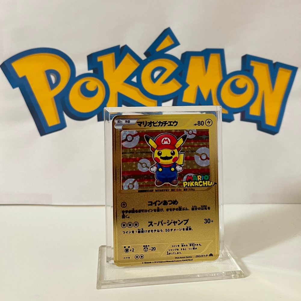 COPY - Pokemon Japanese Mario Pikachu - 293/XY-P - Metal Gold Card